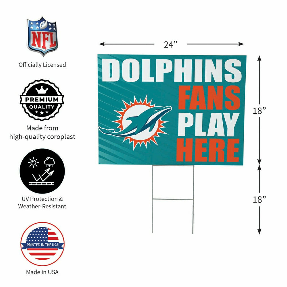 Miami Dolphins Coroplast Yard Sign "Fans Play Here" - NFL Home