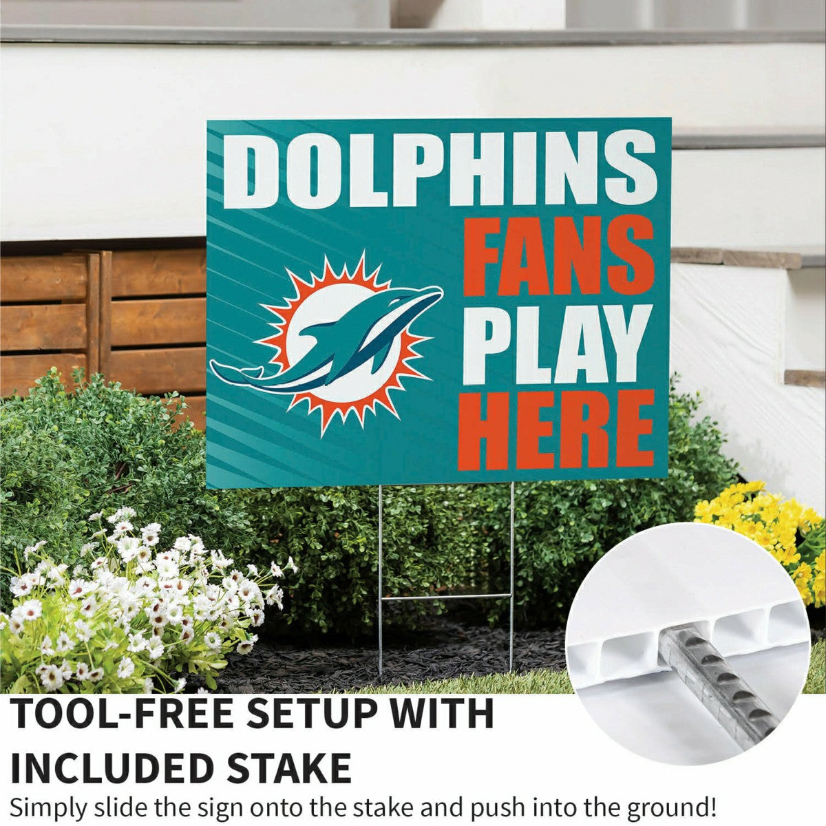 Miami Dolphins Coroplast Yard Sign "Fans Play Here" - NFL Home