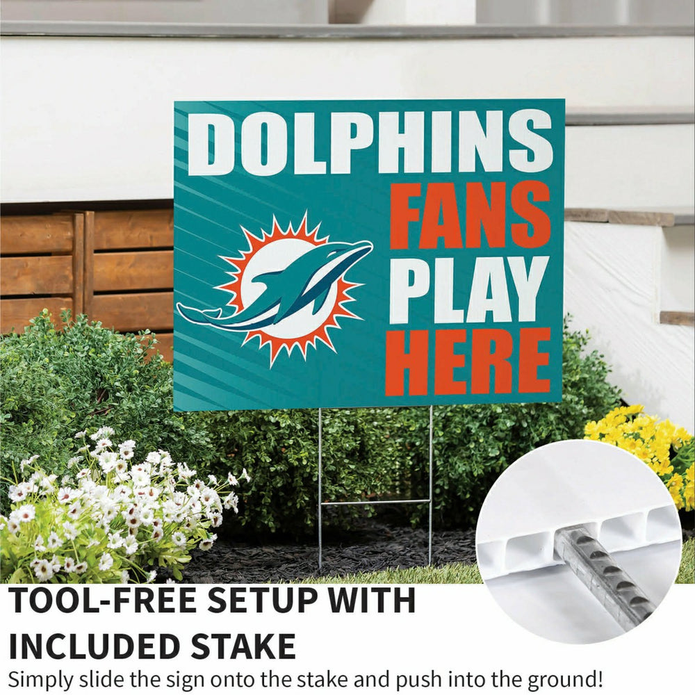 Miami Dolphins Coroplast Yard Sign "Fans Play Here" - NFL Home