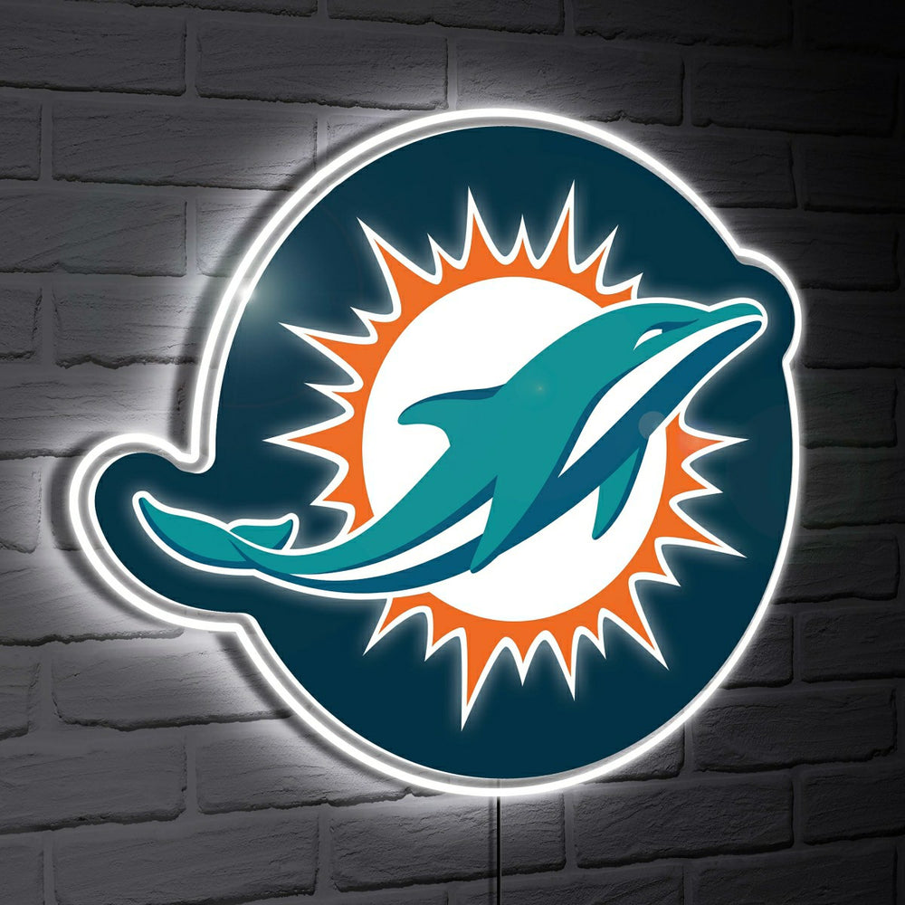 Miami Dolphins LED Wall Decor, Glazelite, Logo - NFL Home