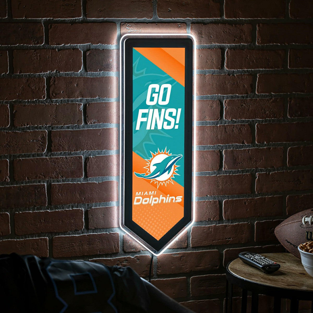 LED Wall Decor, Pennant, Miami Dolphins - NFL Home