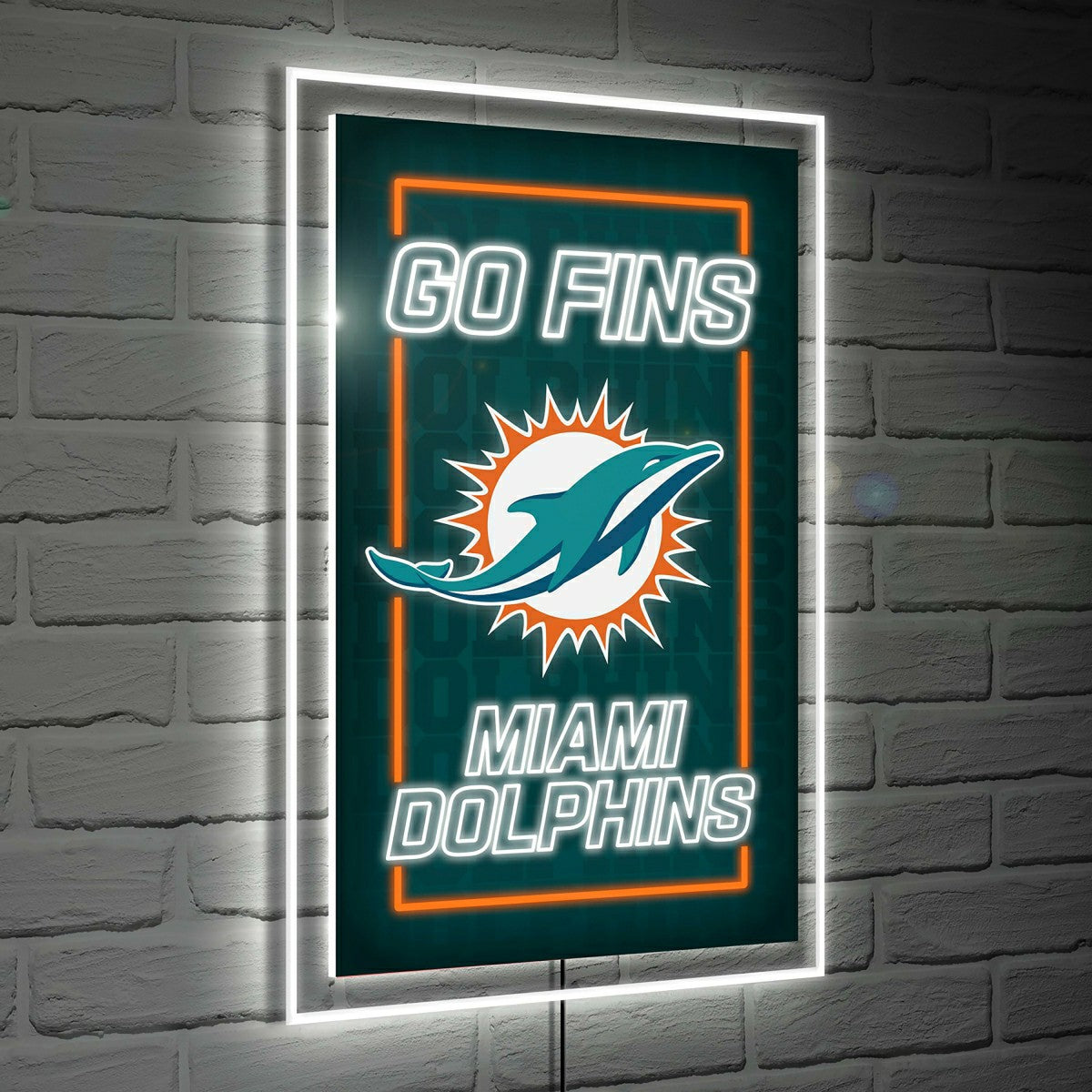 Miami Dolphins NFL Football Rectangle Neolite LED Decor - NFL Home
