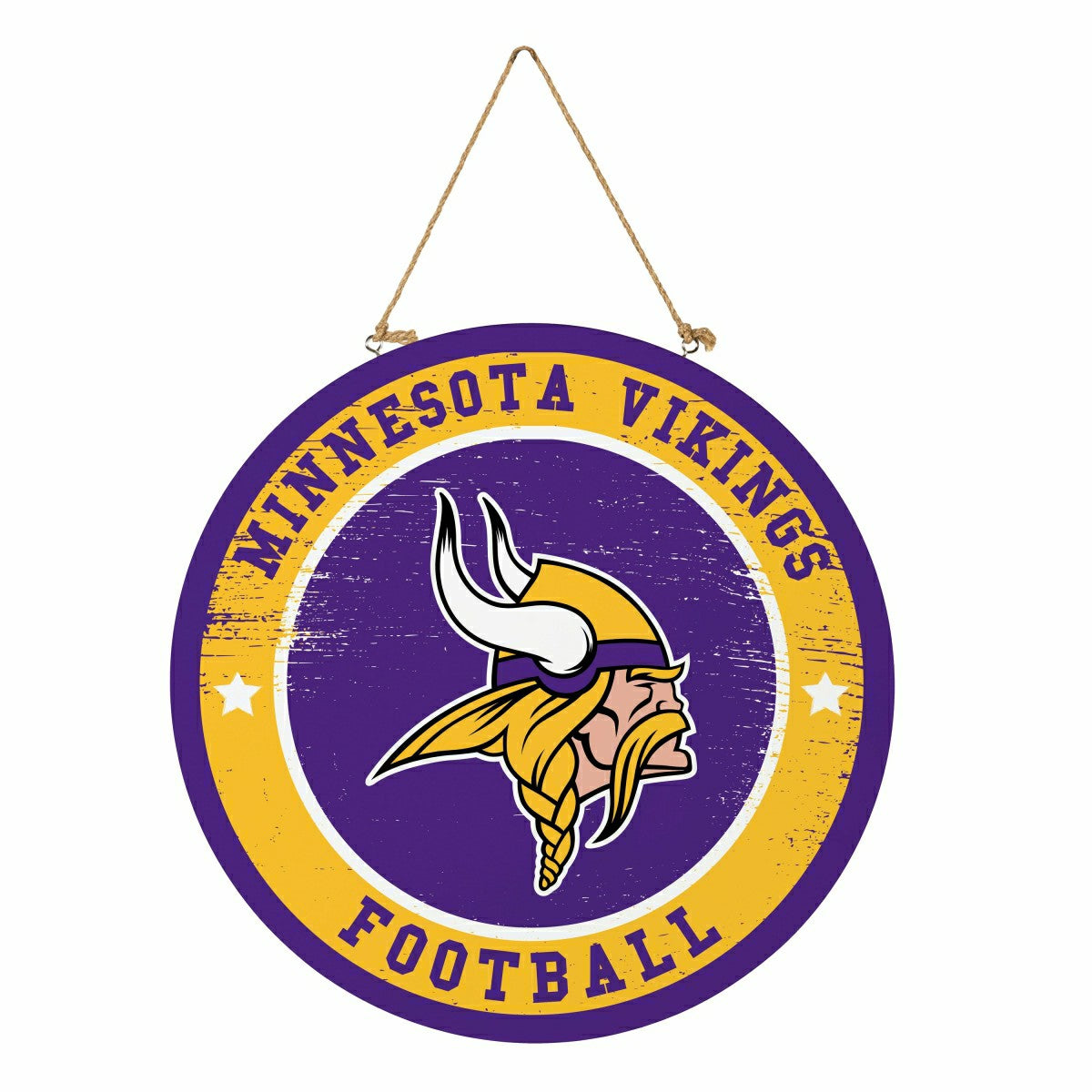 Minnesota Vikings Round Door Décor with Hanging Rope, 18x18 - NFL Home