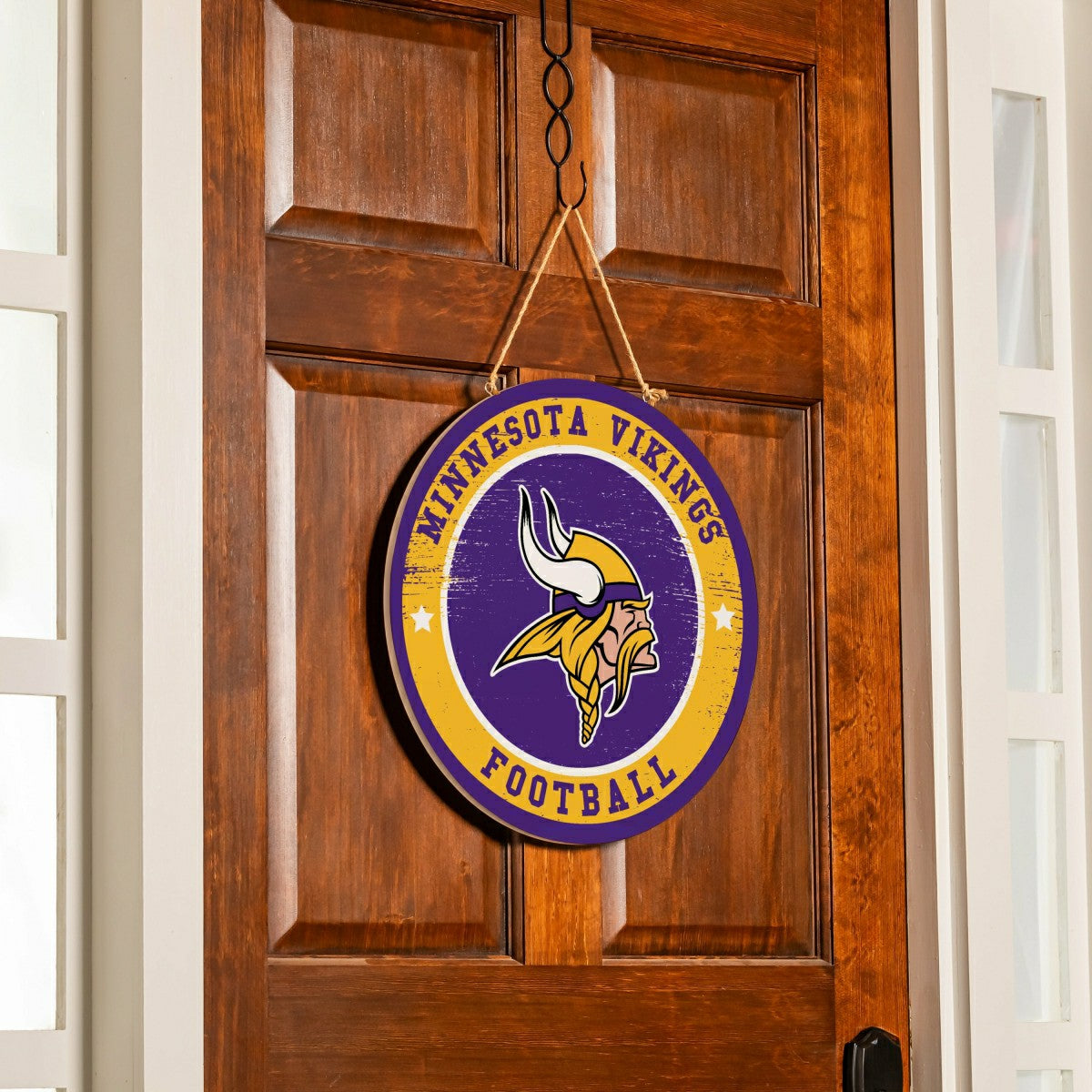 Minnesota Vikings Round Door Décor with Hanging Rope, 18x18 - NFL Home