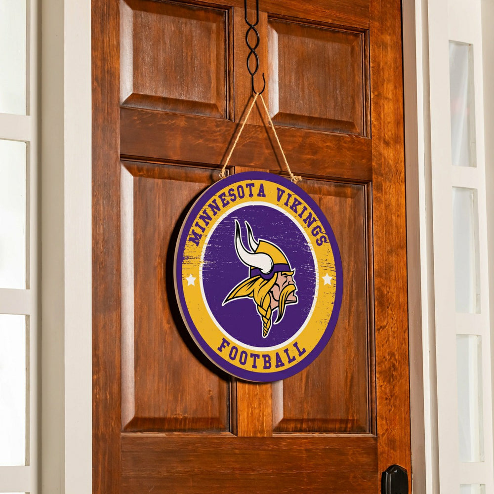 Minnesota Vikings Round Door Décor with Hanging Rope, 18x18 - NFL Home