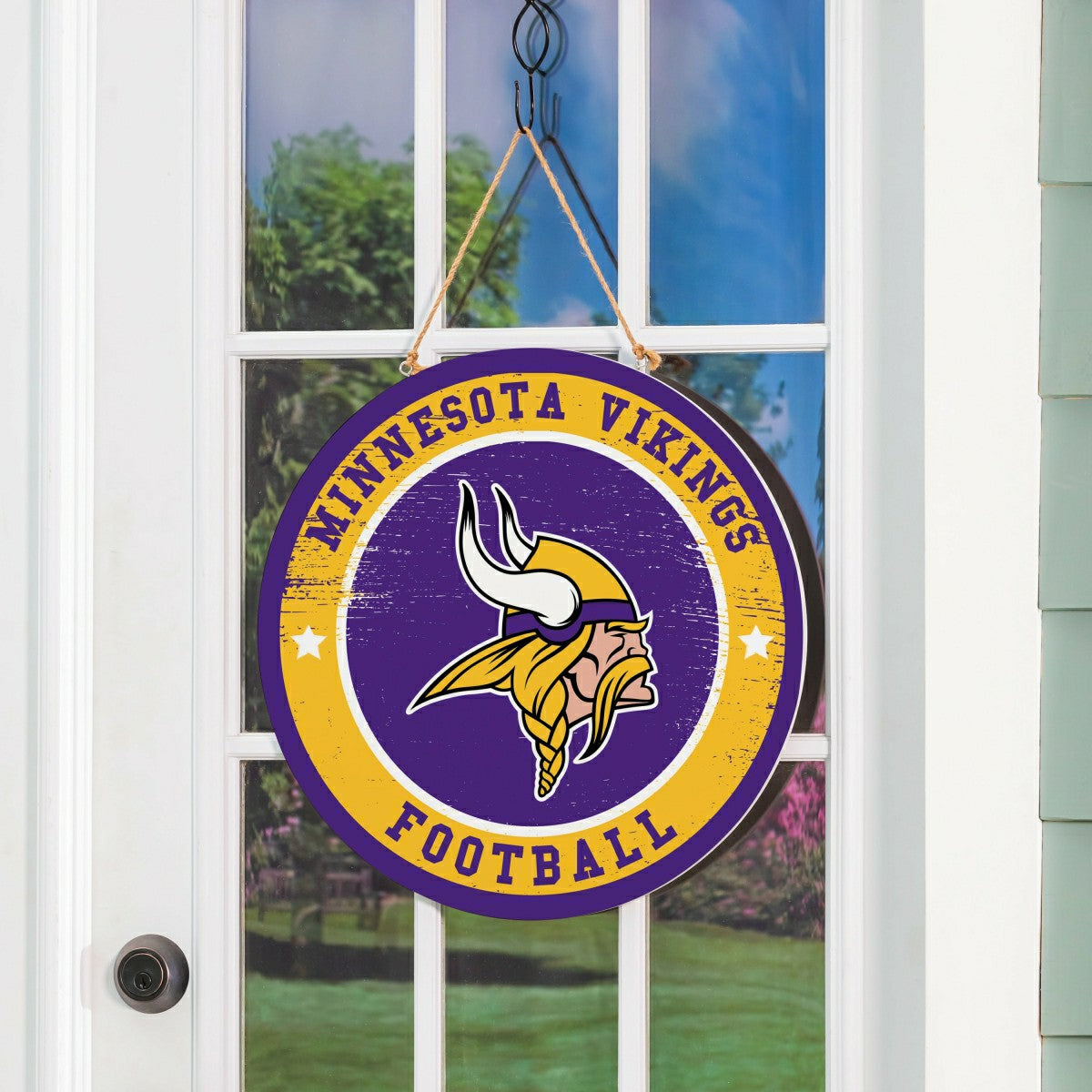 Minnesota Vikings Round Door Décor with Hanging Rope, 18x18 - NFL Home