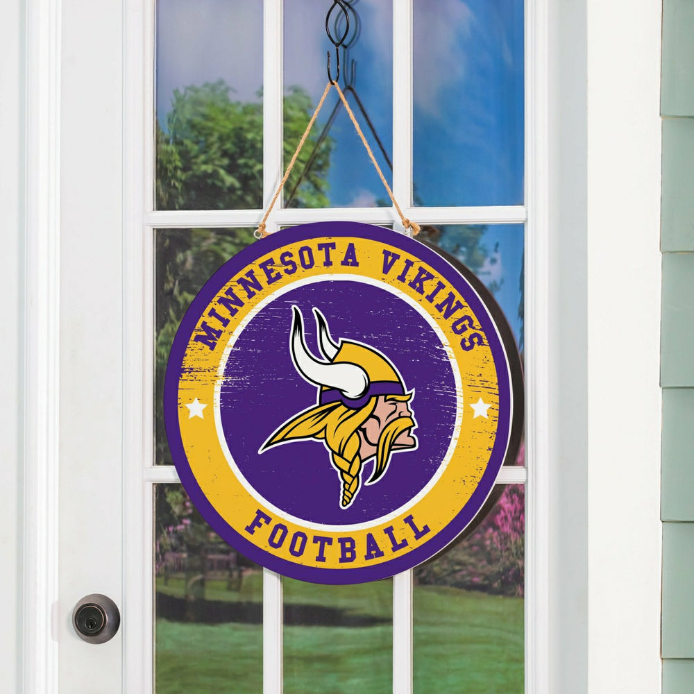 Minnesota Vikings Round Door Décor with Hanging Rope, 18x18 - NFL Home