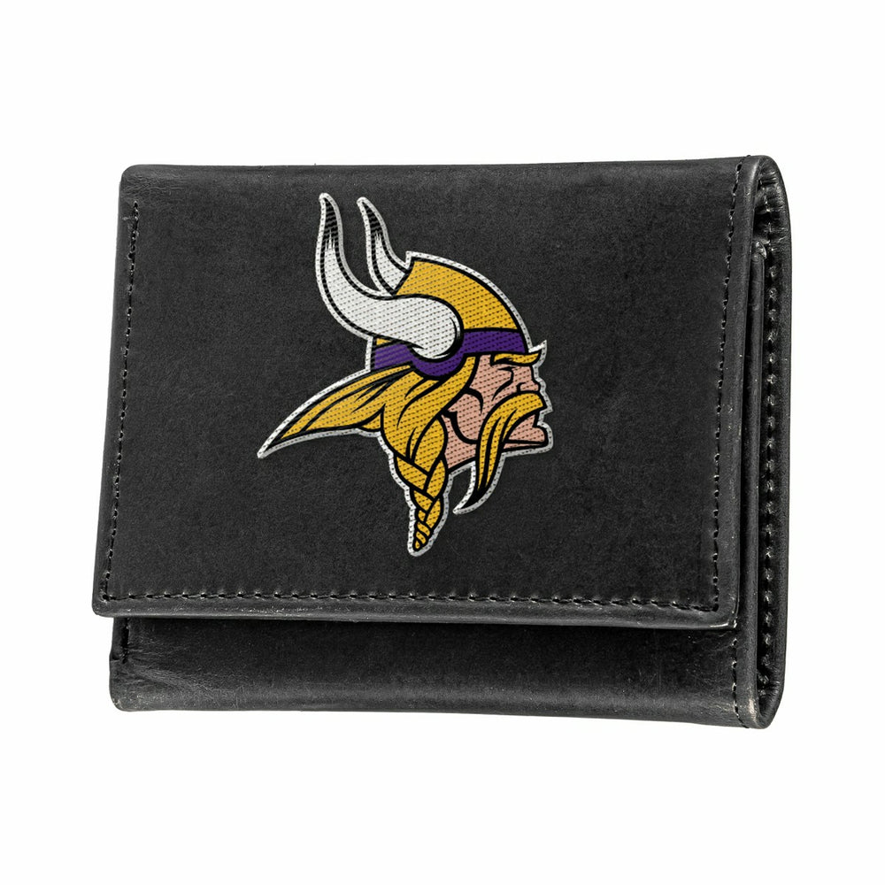 Minnesota Vikings Black Tri-Fold Embroidered Wallet w/ RFID Blocking - NFL Home