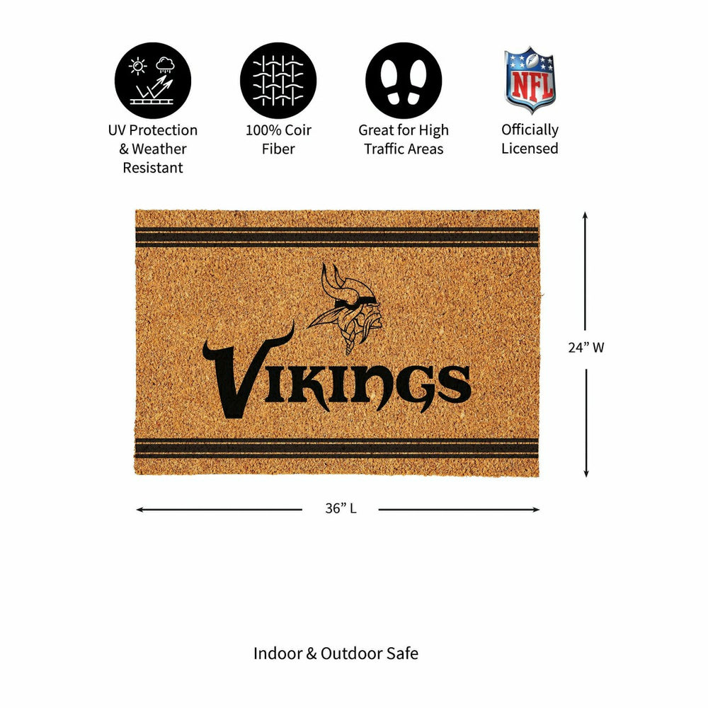 Minnesota Vikings Large One Color Coir Mat, 36"x24" - NFL