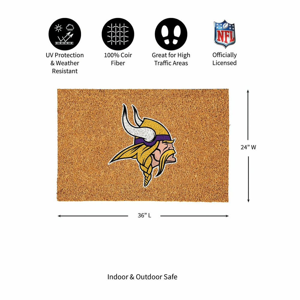 Minnesota Vikings Large Full Color Coir Mat, 36"x24" - NFL
