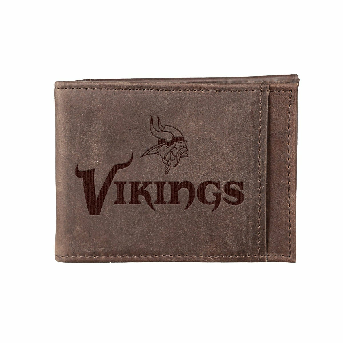 Front Pocket Wallet w/ RFID Blocking, Minnesota Vikings, Brown - NFL Home