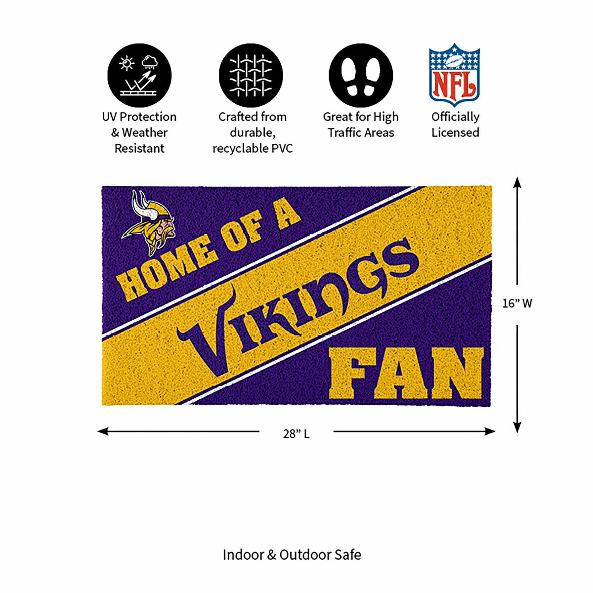 Minnesota Vikings, PVC Mat COLOR, Home of a Fan - NFL