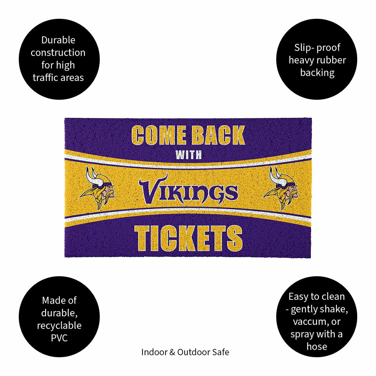 28" x 16" PVC Trapper Mat, Come Back with Tickets, Minnesota Vikings - NFL