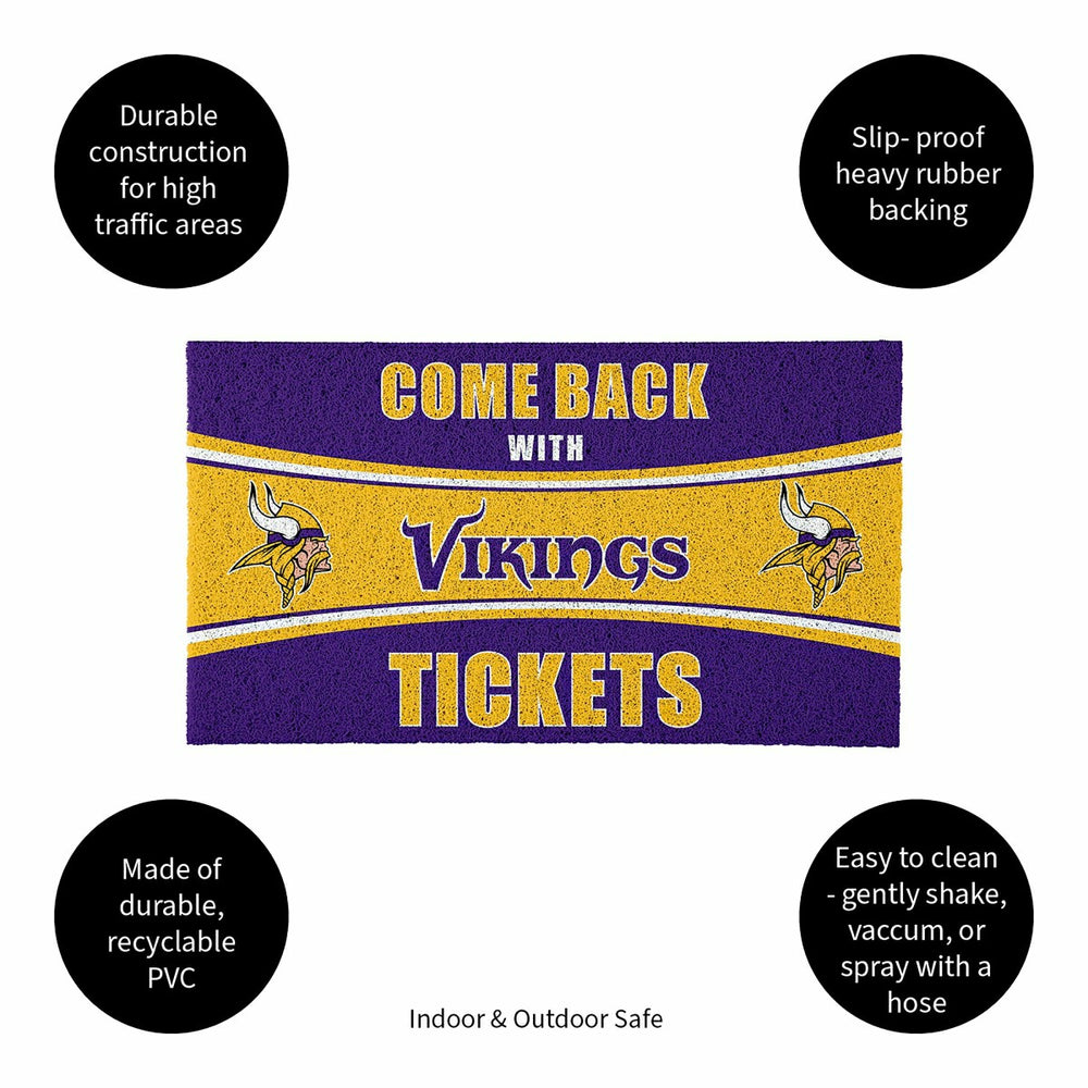 28" x 16" PVC Trapper Mat, Come Back with Tickets, Minnesota Vikings - NFL