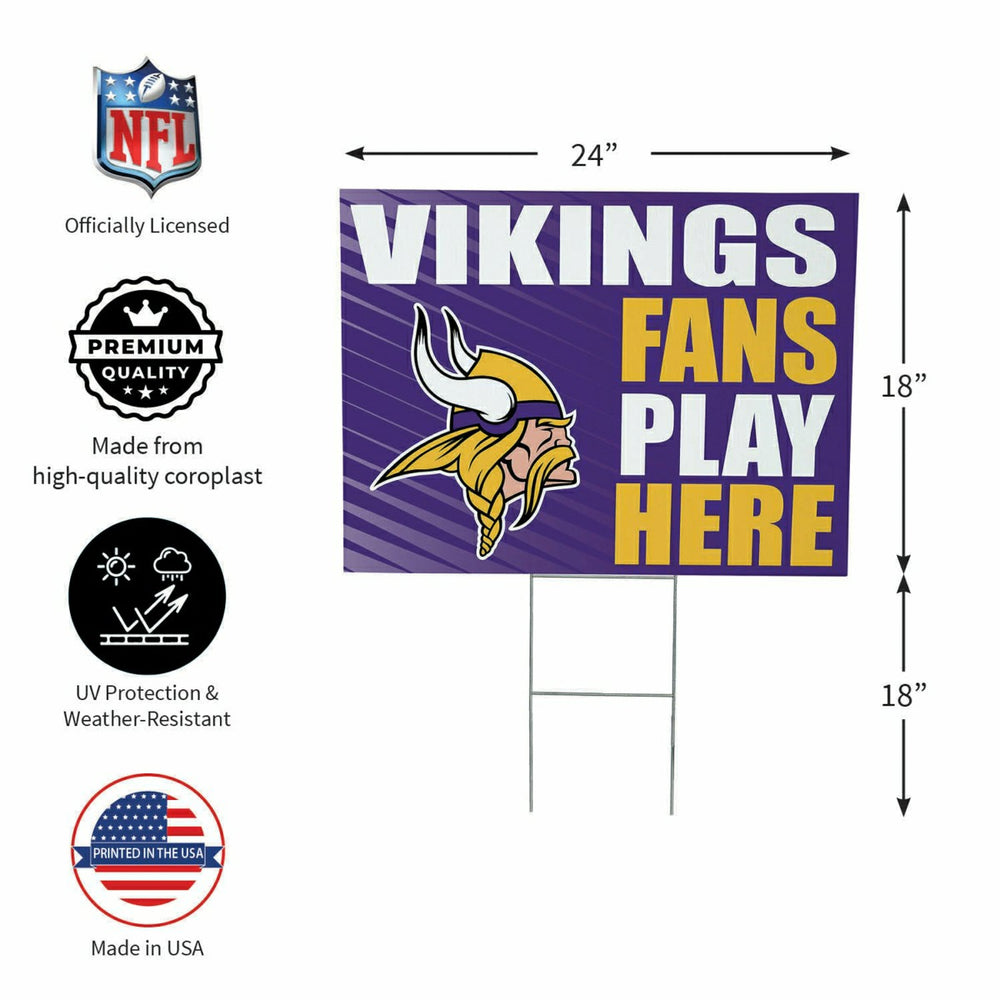 Minnesota Vikings Coroplast Yard Sign "Fans Play Here" - NFL Home