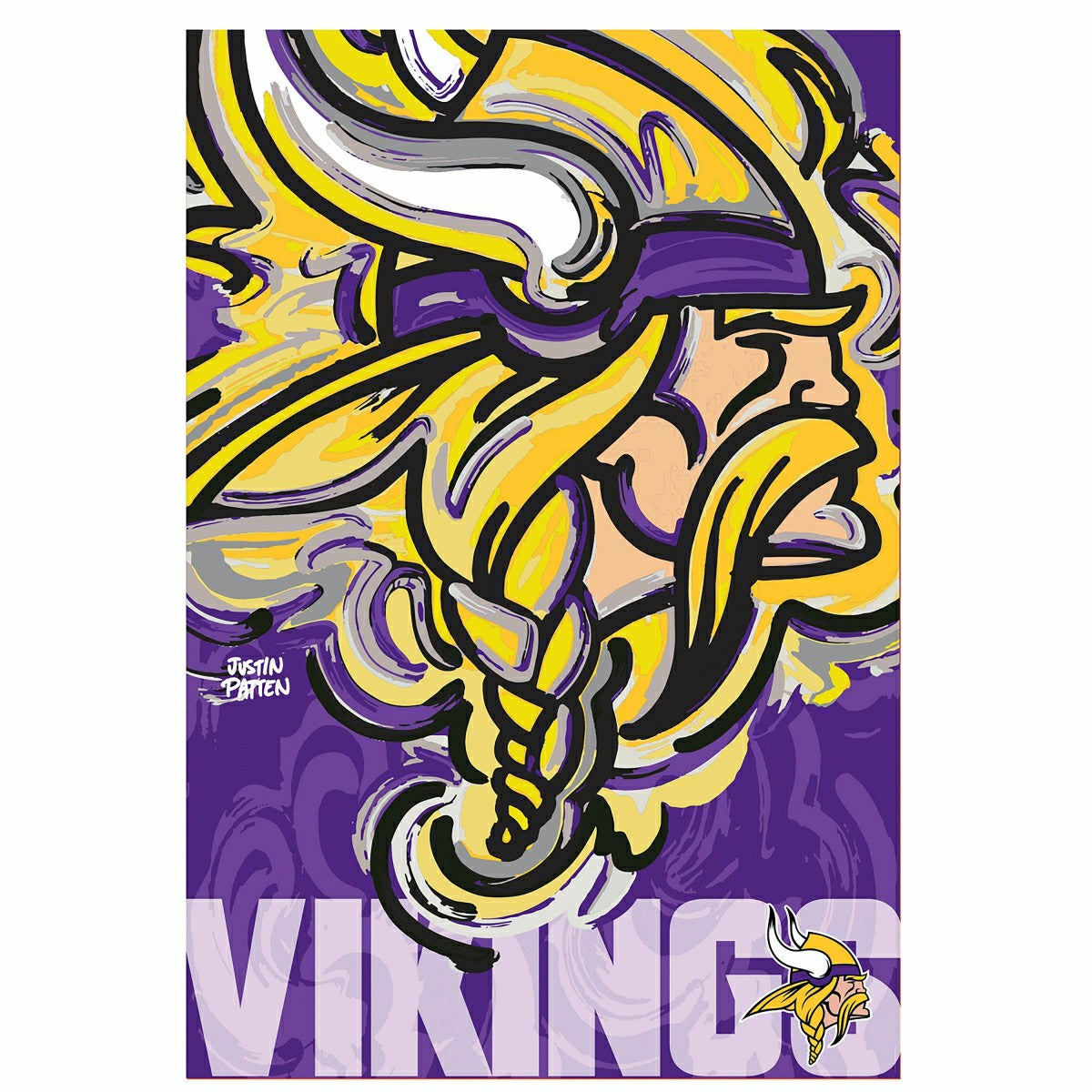 Minnesota Vikings Justin Patten Logo Suede Garden Flag - NFL