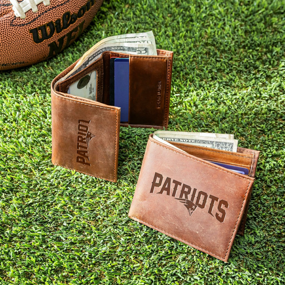 New England Patriots, Bi-Fold and Tri-Fold Wallet Gift Set, Brown - NFL Home