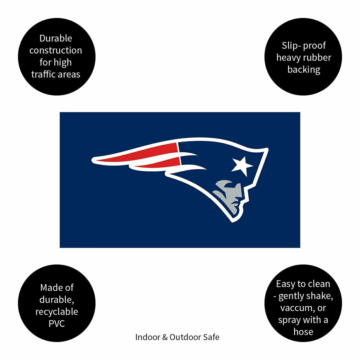 Full Color PVC Mat, 16" x 28", New England Patriots - NFL