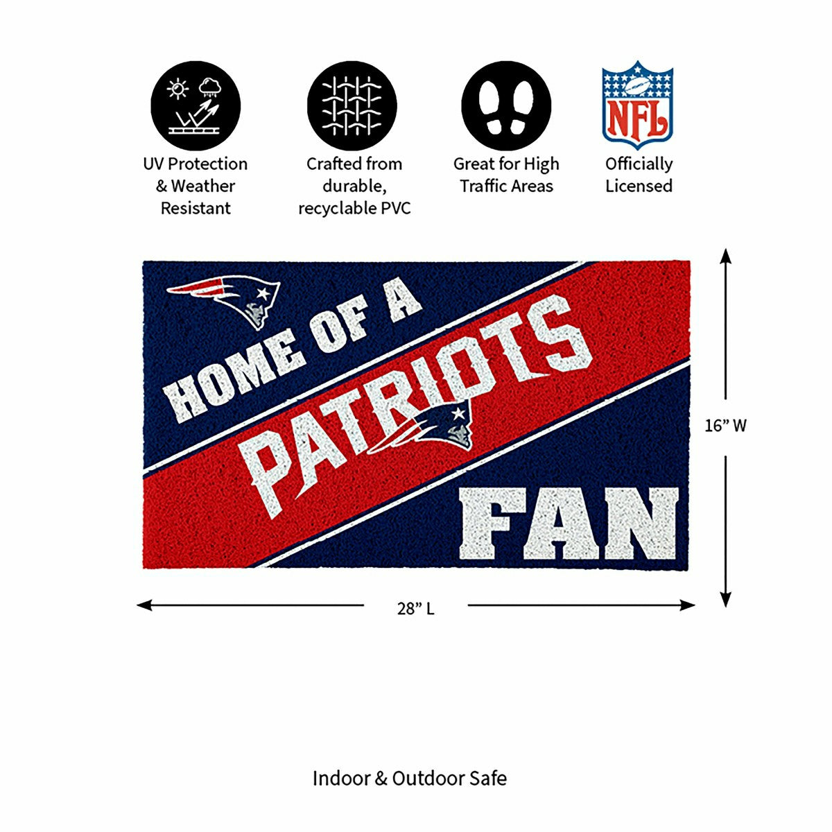 New England Patriots, PVC Mat COLOR, Home of a Fan - NFL