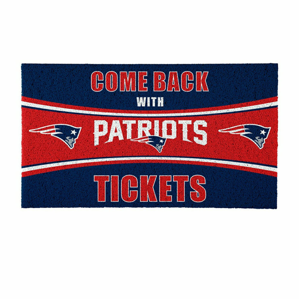 28" x 16" PVC Trapper Mat, Come Back with Tickets, New England Patriot - NFL