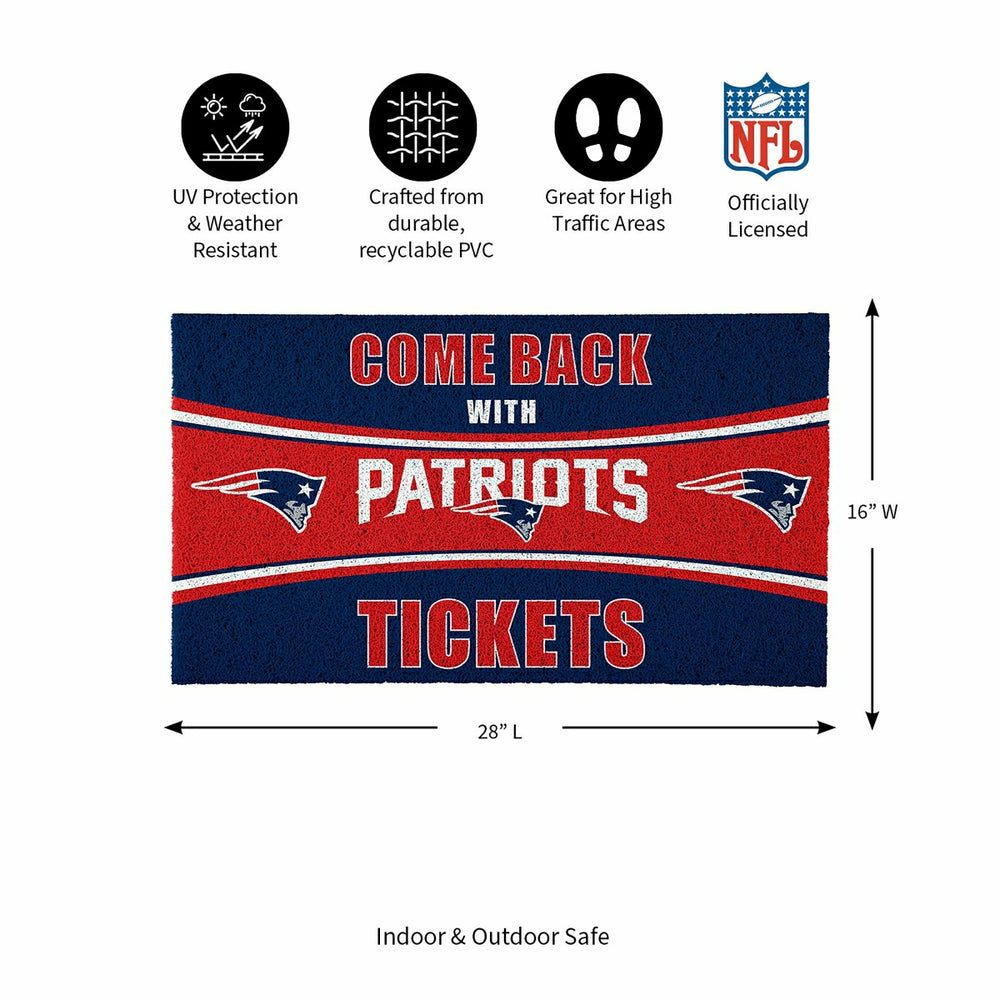 28" x 16" PVC Trapper Mat, Come Back with Tickets, New England Patriot - NFL
