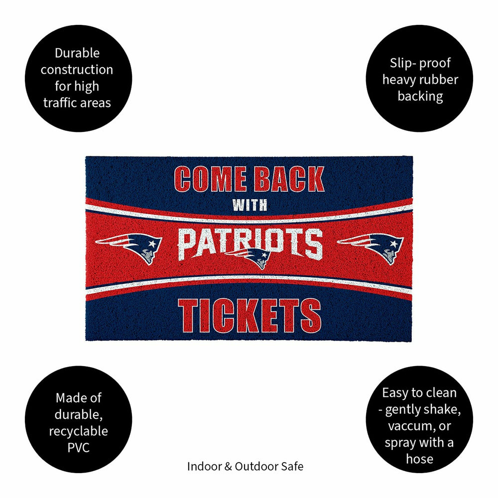 28" x 16" PVC Trapper Mat, Come Back with Tickets, New England Patriot - NFL