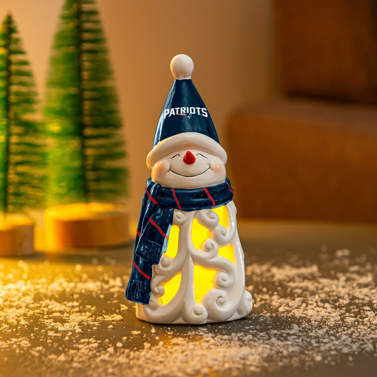 New England Patriots Snowman LED Statuary, 8" - NFL Home
