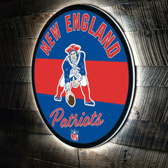 New England Patriots NFL Football Large Round Vintage Edgelite LED Dec - NFL Home