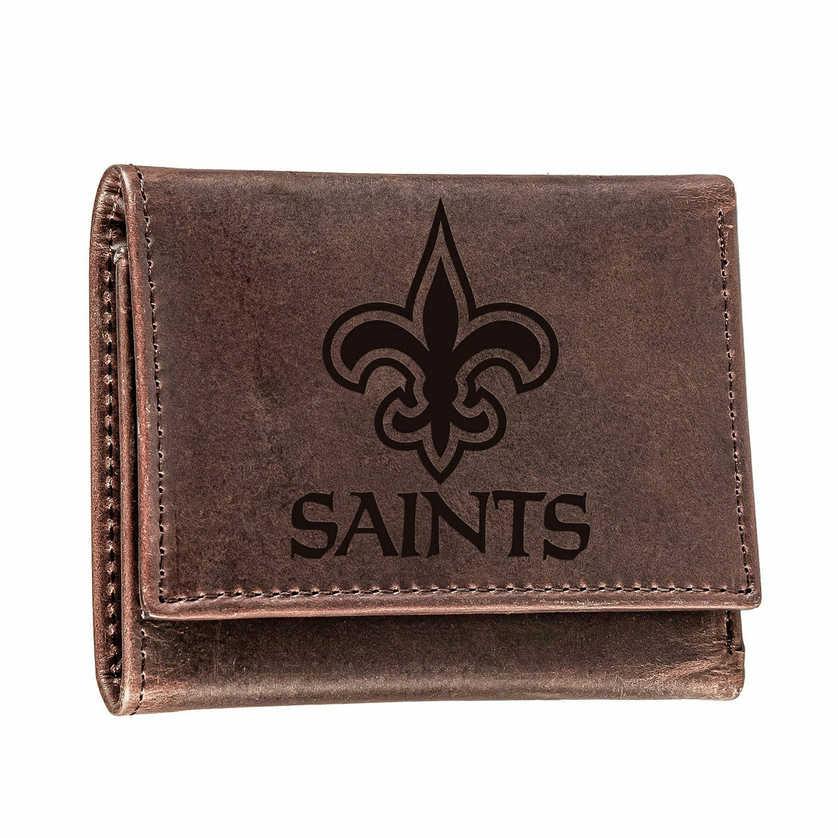 New Orleans Saints, Tri-Fold Wallet, Brown, CH, 100% Genuine Leather - NFL Home