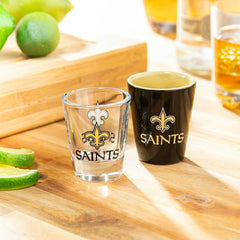 New Orleans Saints 4-Piece Ceramic and Glass 2oz. Shot Glass Set - NFL Home