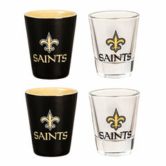 New Orleans Saints 4-Piece Ceramic and Glass 2oz. Shot Glass Set - NFL Home