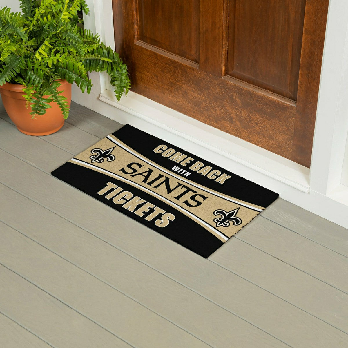 28" x 16" PVC Trapper Mat, Come Back with Tickets, New Orleans Saints - NFL
