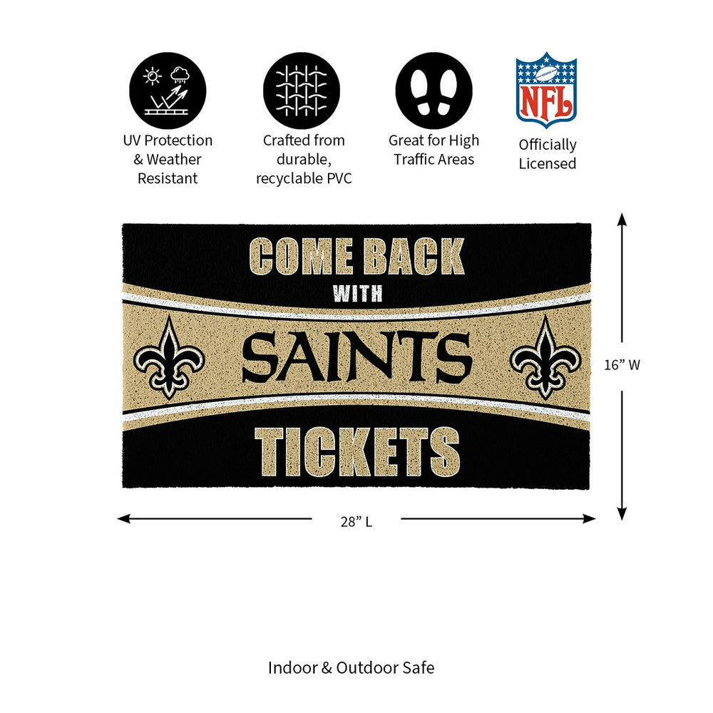28" x 16" PVC Trapper Mat, Come Back with Tickets, New Orleans Saints - NFL