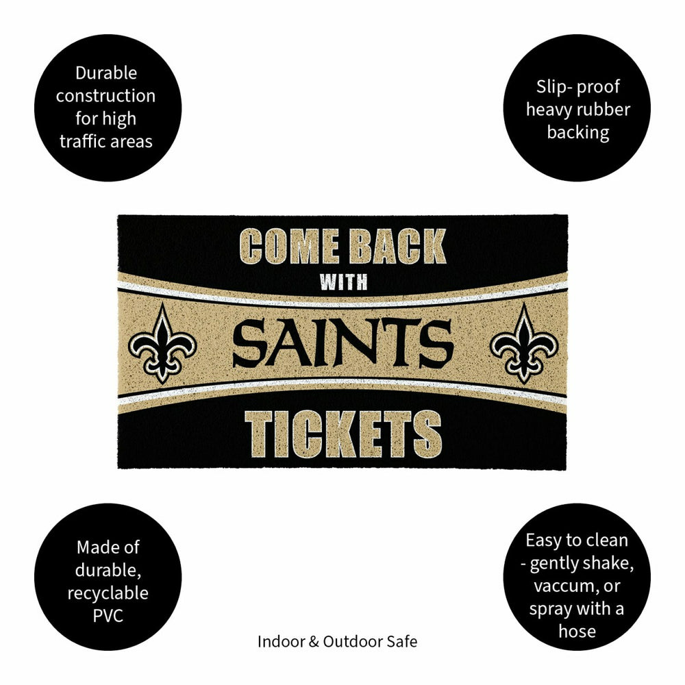 28" x 16" PVC Trapper Mat, Come Back with Tickets, New Orleans Saints - NFL