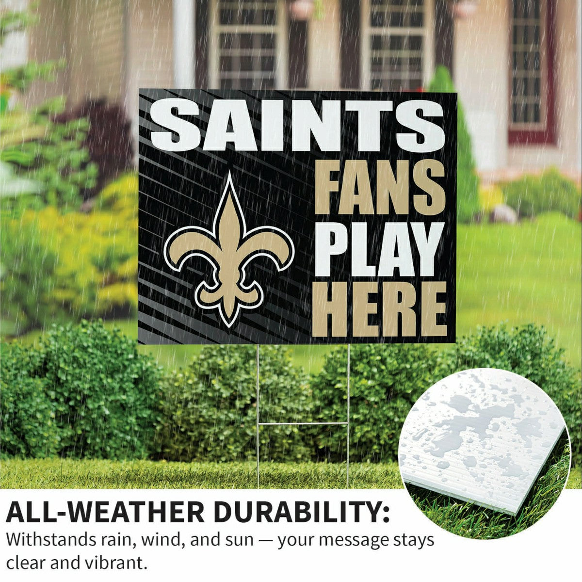 New Orleans Saints Coroplast Yard Sign "Fans Play Here" - NFL Home