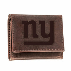 New York Giants, Tri-Fold Wallet, Brown, CH, 100% Genuine Leather - NFL Home