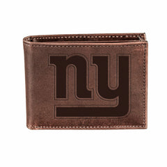 New York Giants, Bi-Fold Wallet, Brown, CH, 100% Genuine Leather - NFL Home