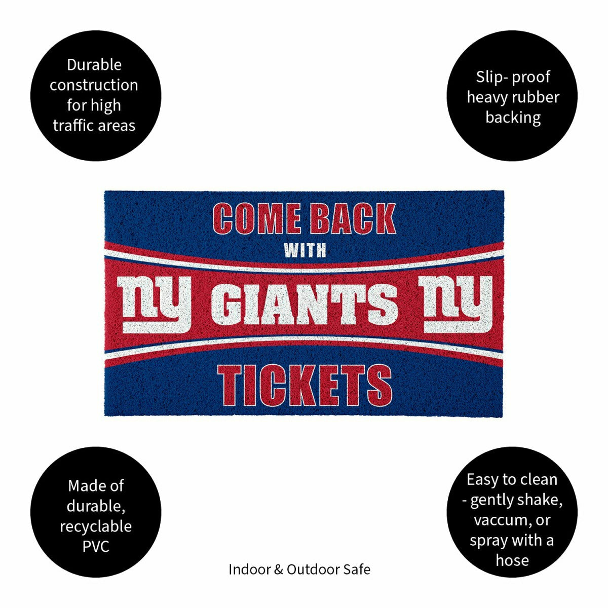 28" x 16" PVC Trapper Mat, Come Back with Tickets, New York Giants - NFL