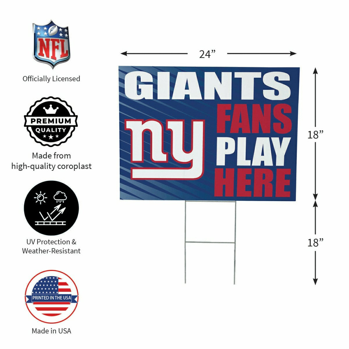 New York Giants Coroplast Yard Sign "Fans Play Here" - NFL Home