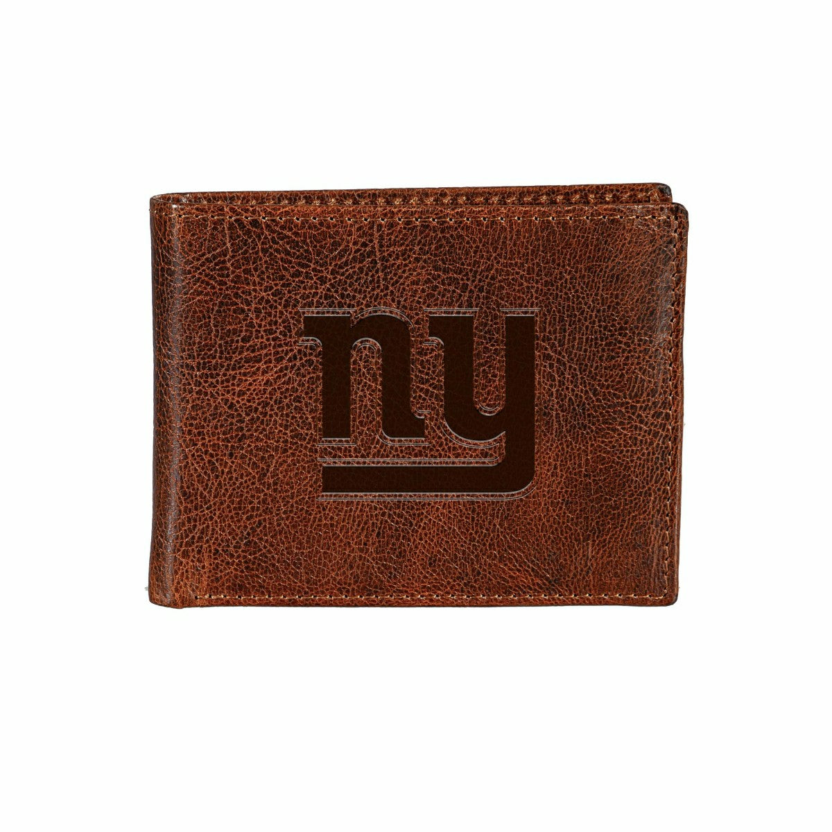 New York Giants, Embossed 100% Genuine Tumbled Leather Passcase Bi-Fol - NFL Home