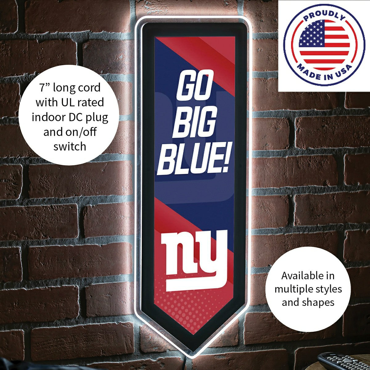 LED Wall Decor, Pennant, New York Giants - NFL Home