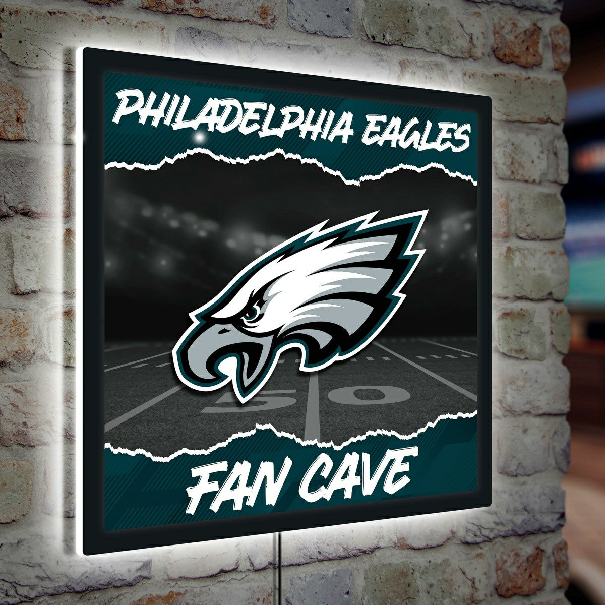 Philadelphia Eagles 23"H x 23"L LED Wall Decor, Edgelite, Square - NFL Home