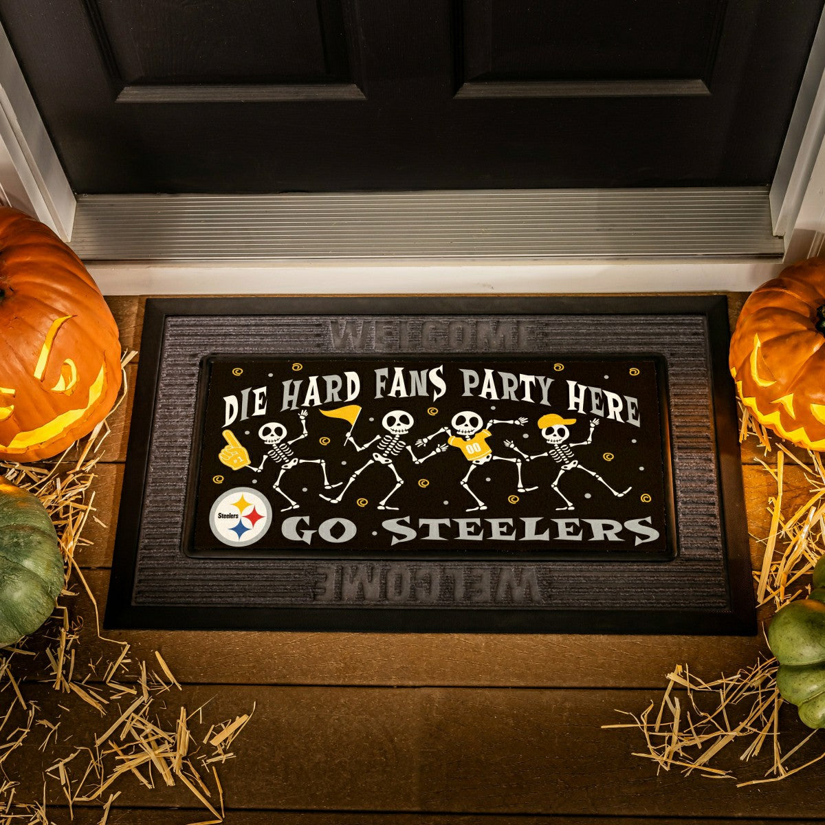 Pittsburgh Steelers Flocked Coir Halloween Sassafras Switch Mat, 22"x1 - NFL