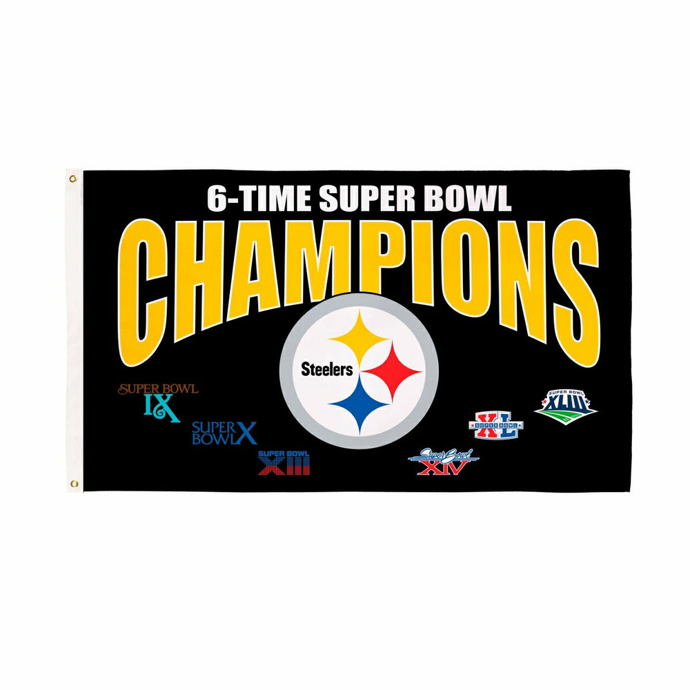 Pittsburgh Steelers 6X Superbowl Champions Football 3x5 Flag - NFL Home