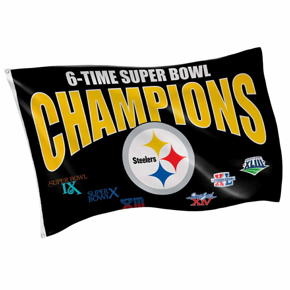 Pittsburgh Steelers 6X Superbowl Champions Football 3x5 Flag - NFL Home