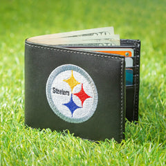 Pittsburgh Steelers Black Bi-Fold Embroidered Wallet w/ RFID Blocking - NFL Home