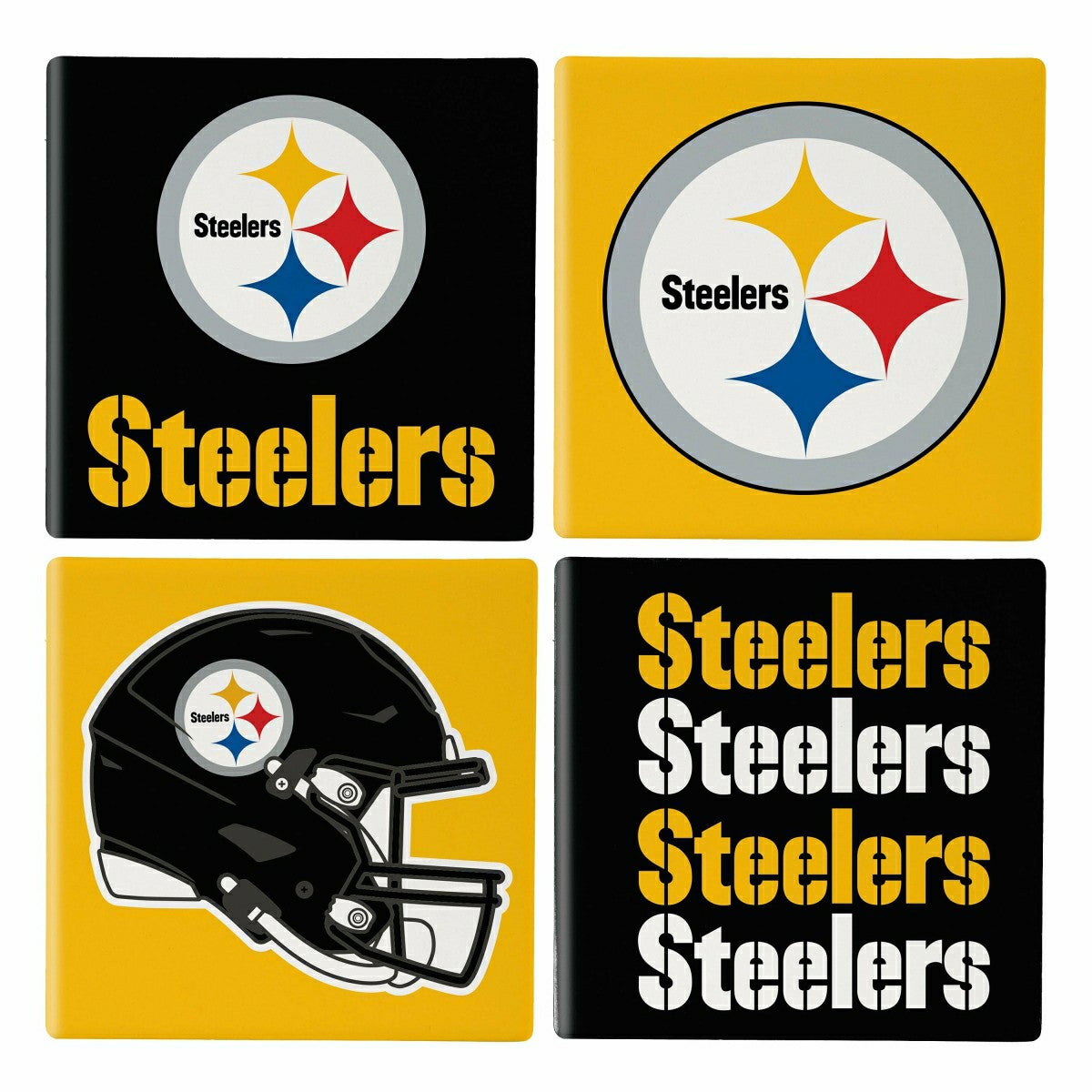 Pittsburgh Steelers Ceramic Coasters Set, 4pcs with Wood Caddy - NFL