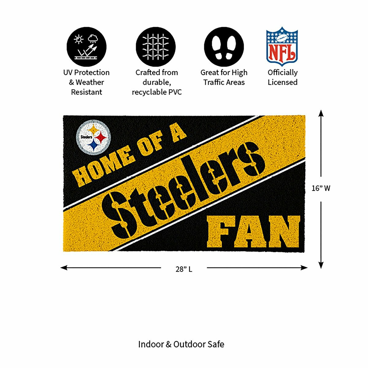 Pittsburgh Steelers, PVC Mat COLOR, Home of a Fan - NFL
