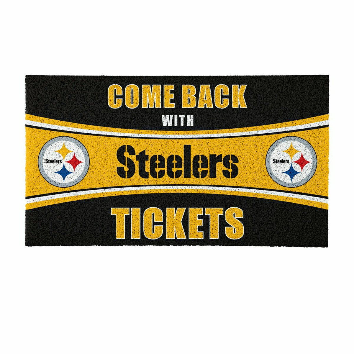 28" x 16" PVC Trapper Mat, Come Back with Tickets, Pittsburgh Steelers - NFL