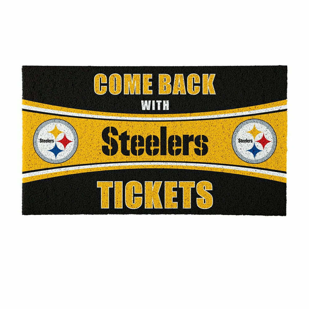 28" x 16" PVC Trapper Mat, Come Back with Tickets, Pittsburgh Steelers - NFL